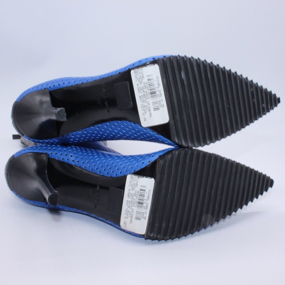 Michael Kors Perforated Leather Abigail Runway Boots Blue/Black Size 40 New - Picture 5 of 12